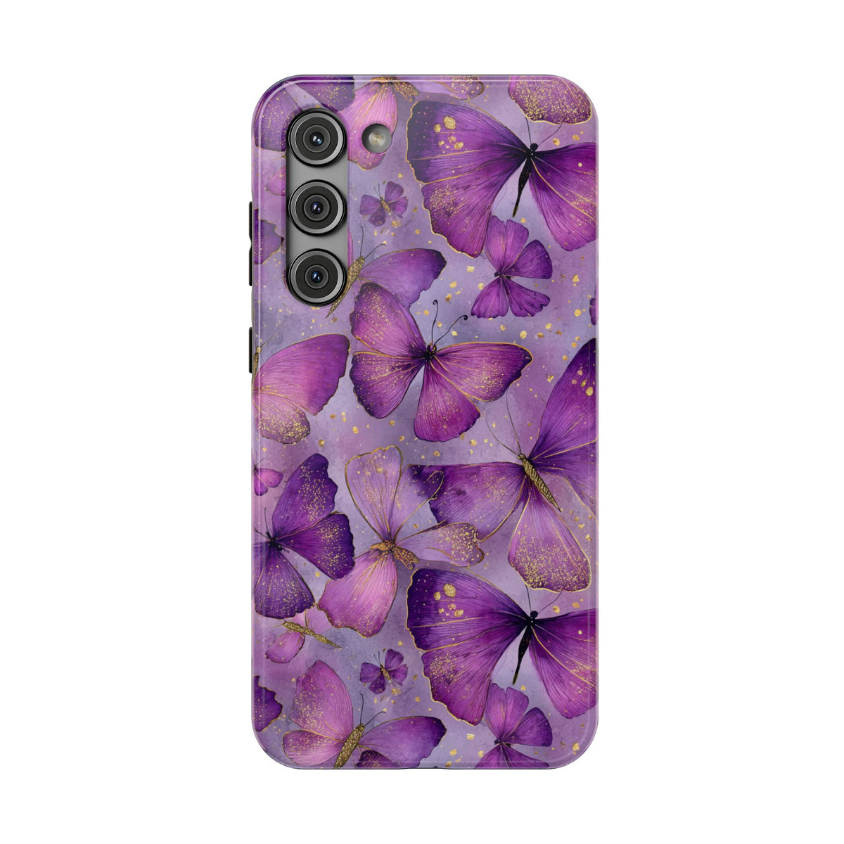Violet Butterfly protective phone case for Samsung Galaxy S23 Plus, glossy finish