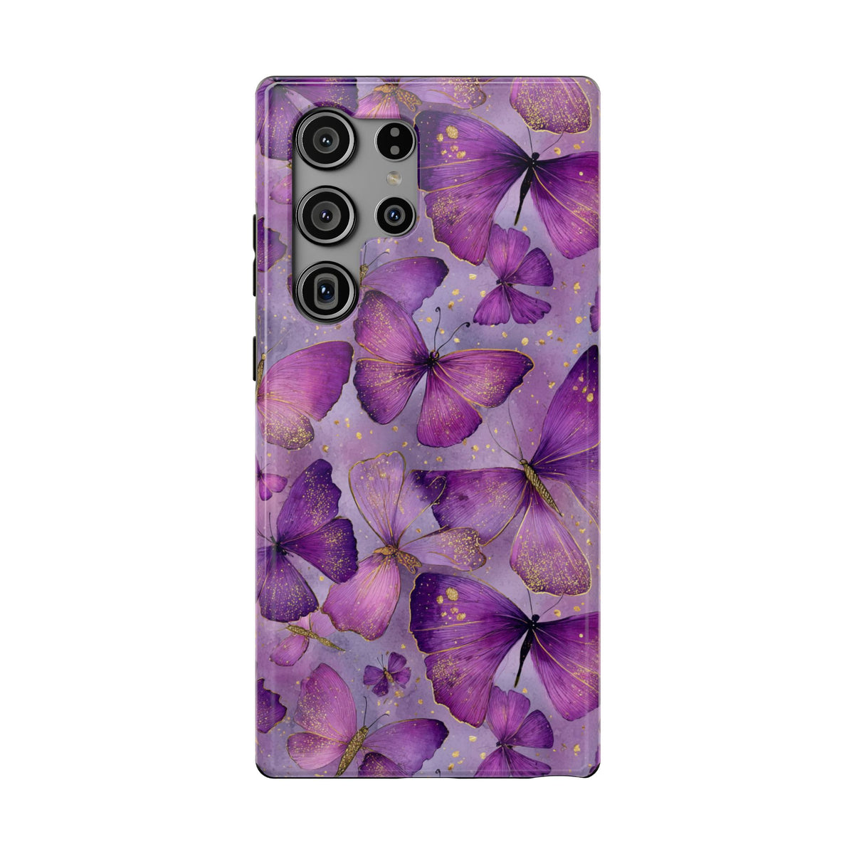 Violet Butterfly protective phone case for Samsung Galaxy S23 Ultra, glossy finish