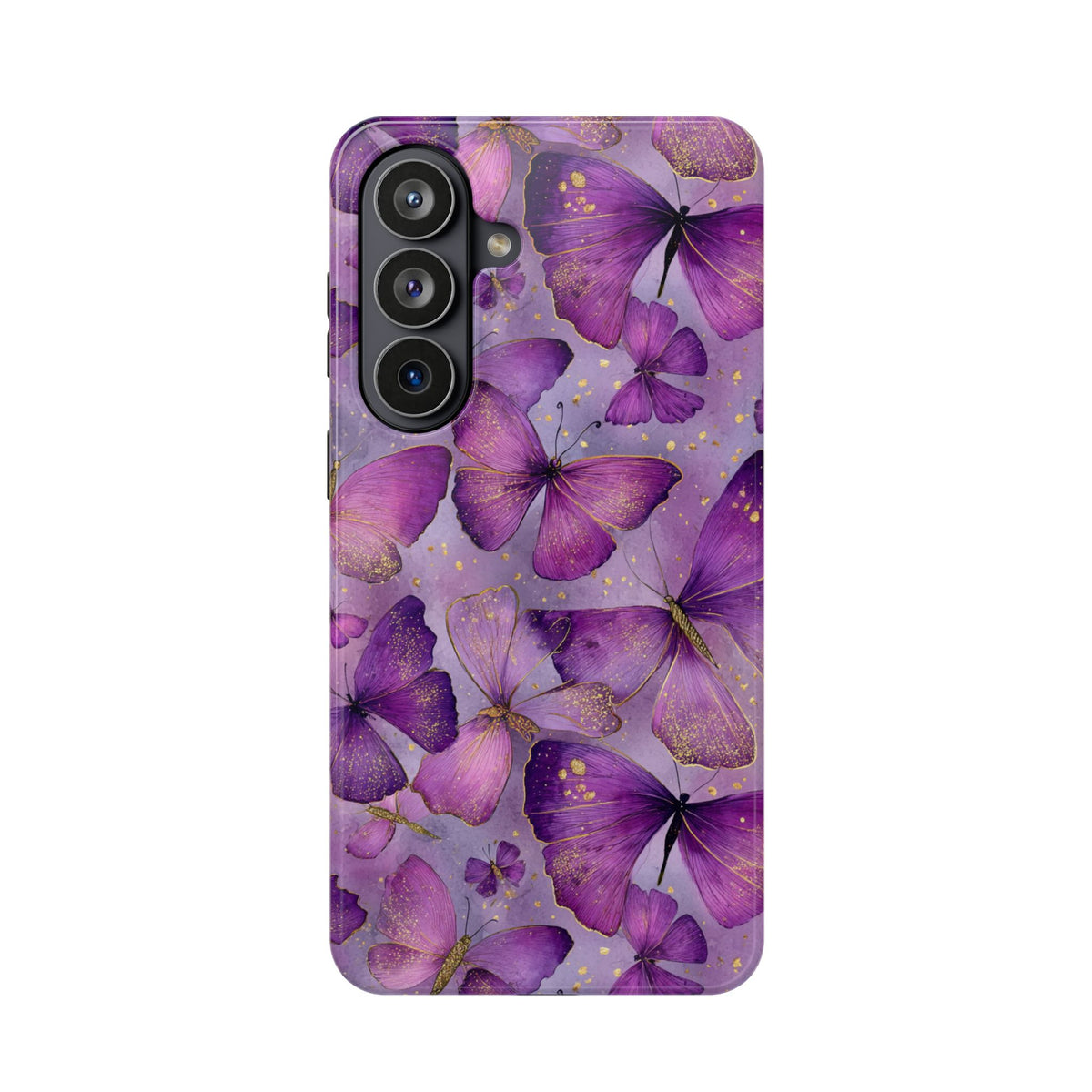 Violet Butterfly protective phone case for Samsung Galaxy S26 Plus, glossy finish