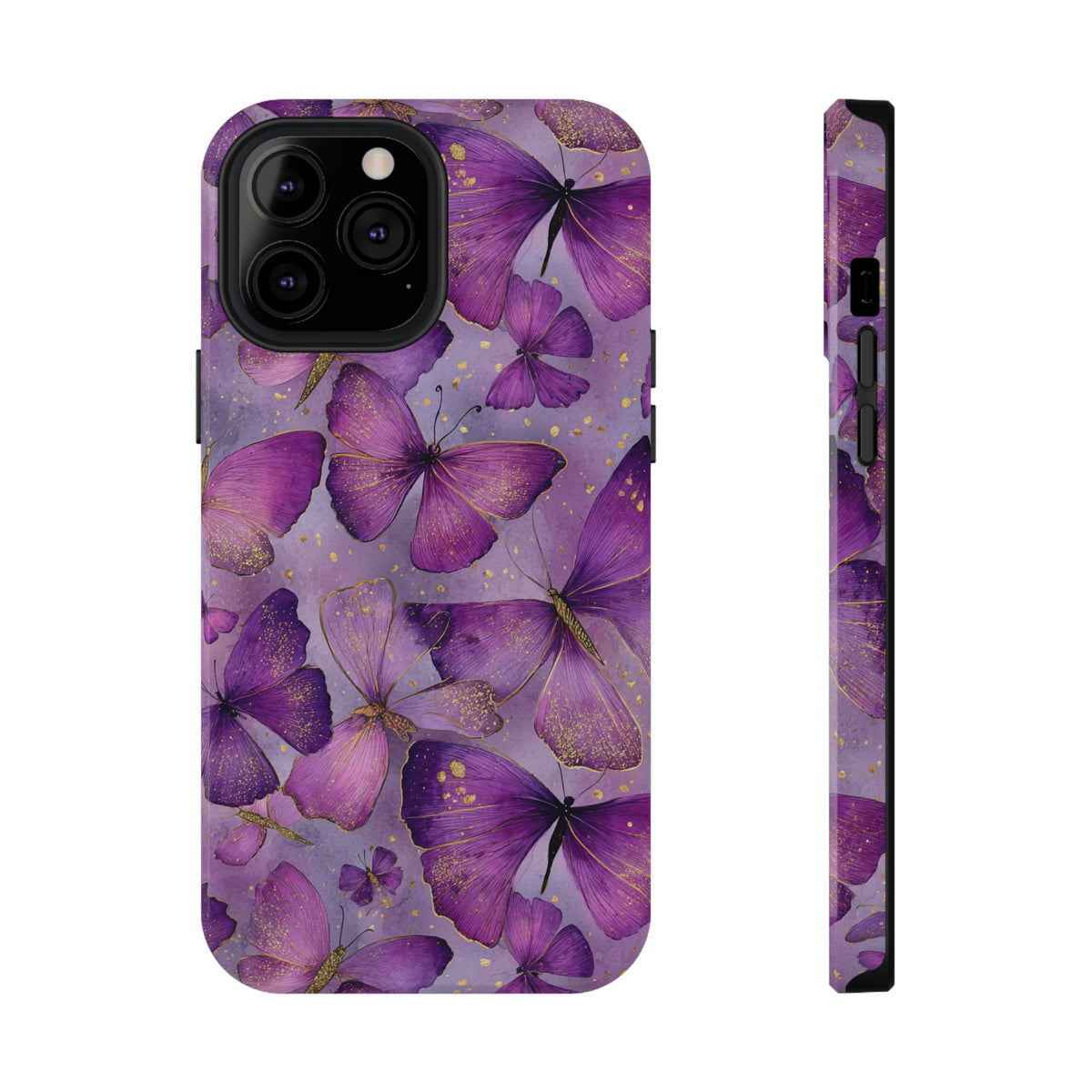 Violet Butterfly protective phone case for iPhone 13 Pro Max, glossy finish