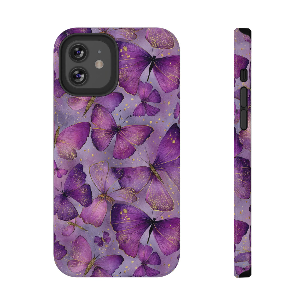 Violet Butterfly protective phone case for iPhone 12, glossy finish