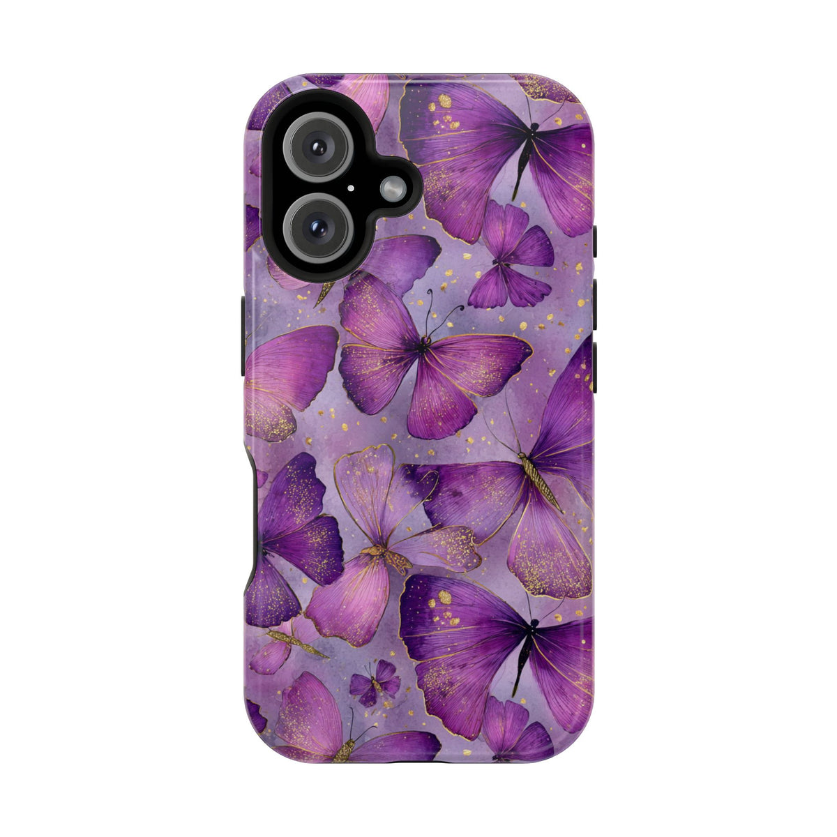 Violet Butterfly MagSafe case for iPhone 16, glossy finish