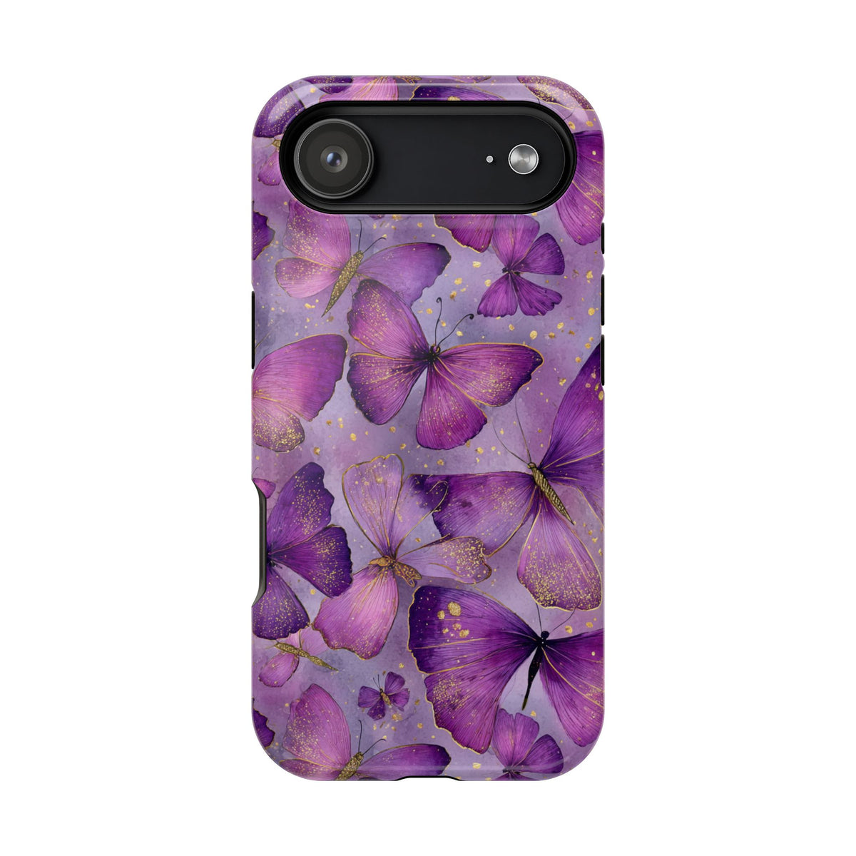 Violet Butterfly MagSafe case for iPhone 17 Air, glossy finish