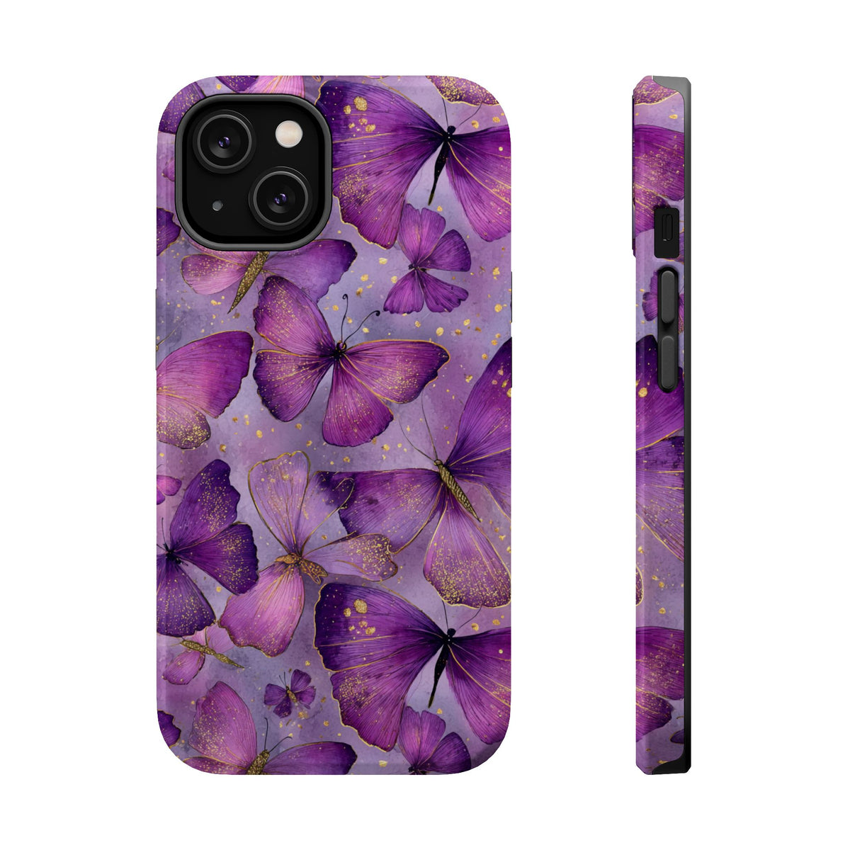Violet Butterfly MagSafe case for iPhone 14, glossy finish