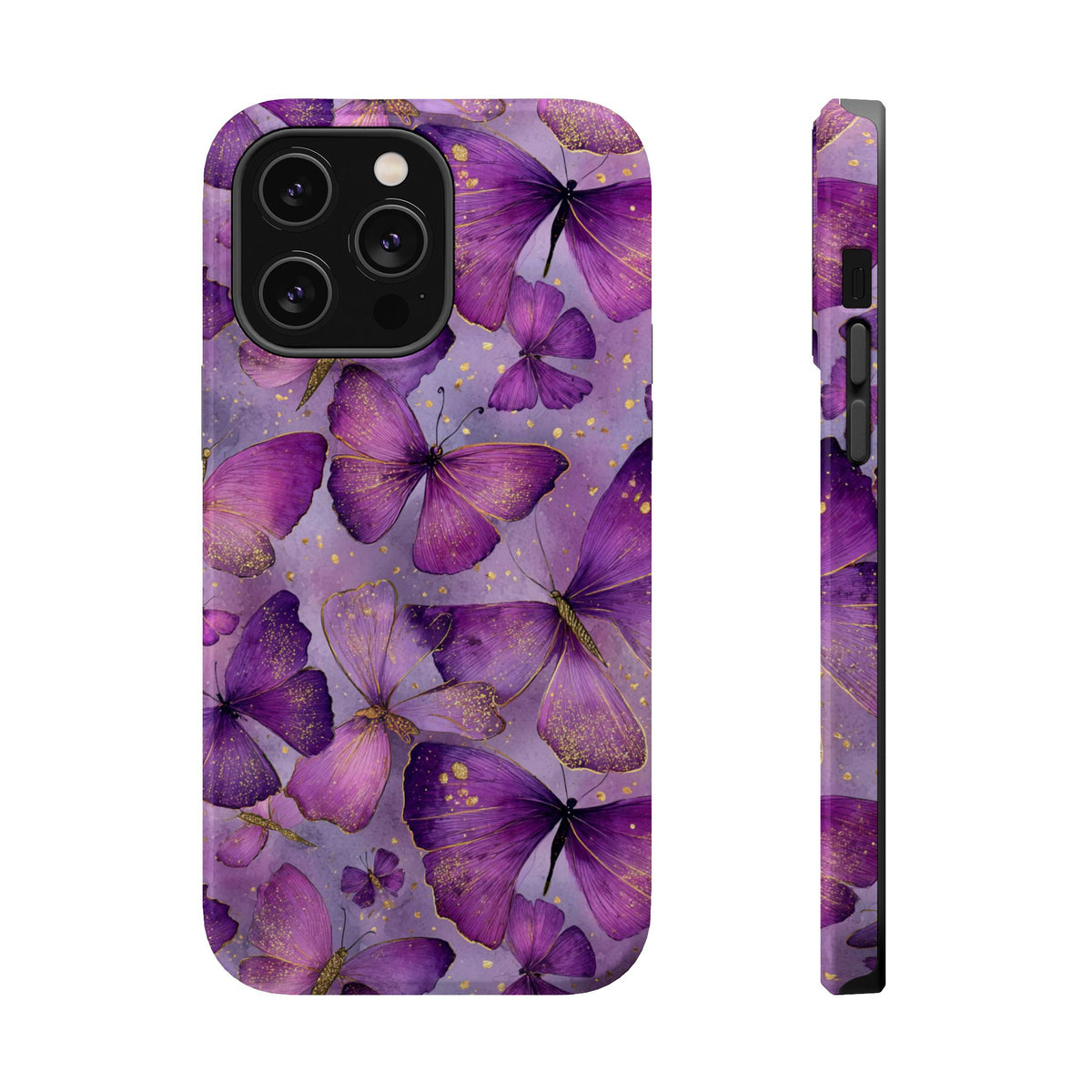 Violet Butterfly MagSafe case for iPhone 14 Pro Max, glossy finish