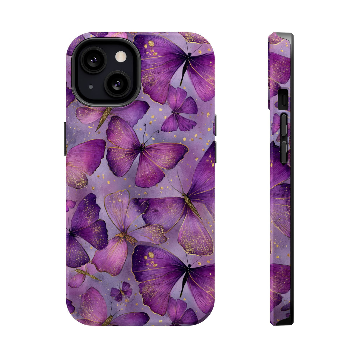 Violet Butterfly MagSafe case for iPhone 13, glossy finish