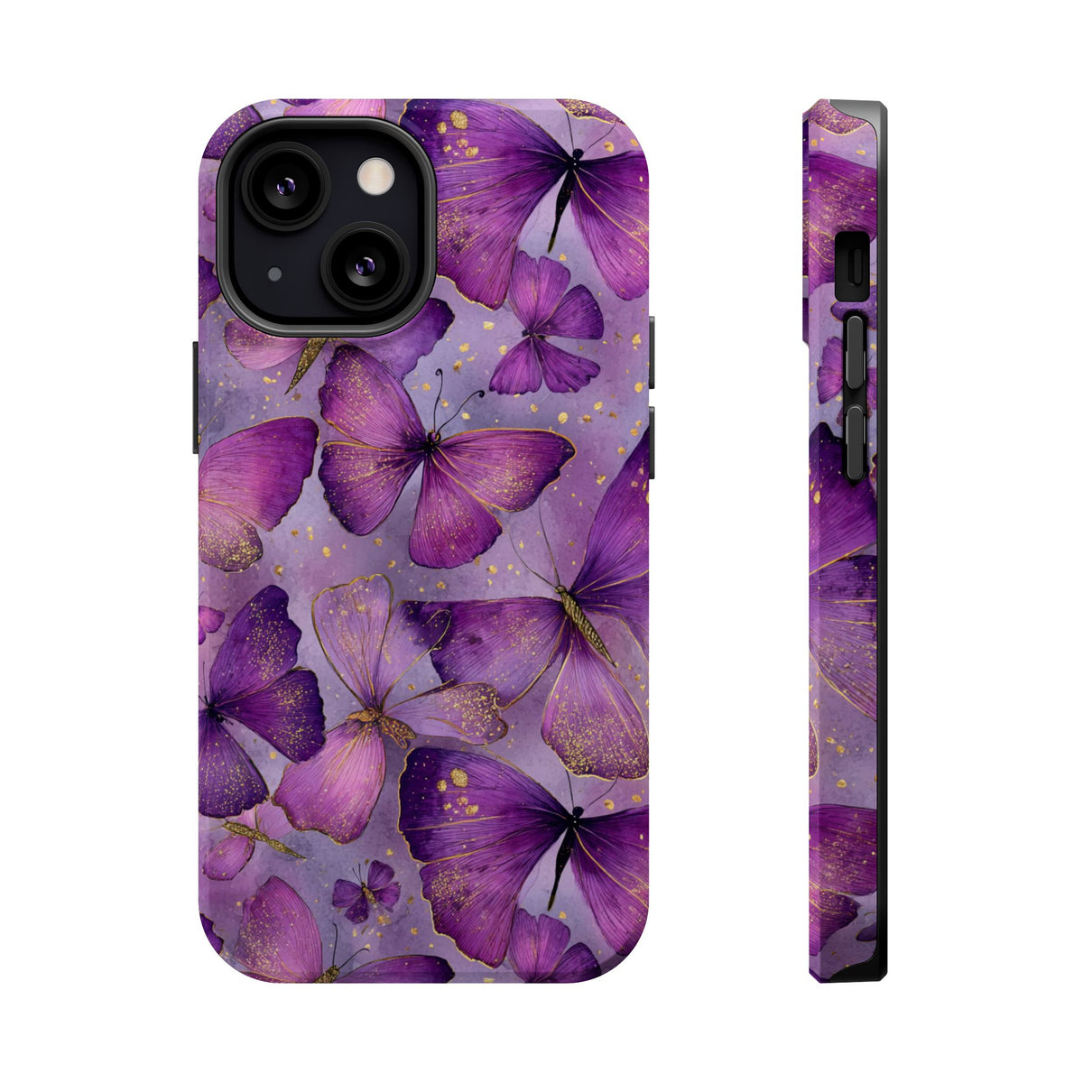 Violet Butterfly MagSafe case for iPhone 13 Mini, glossy finish