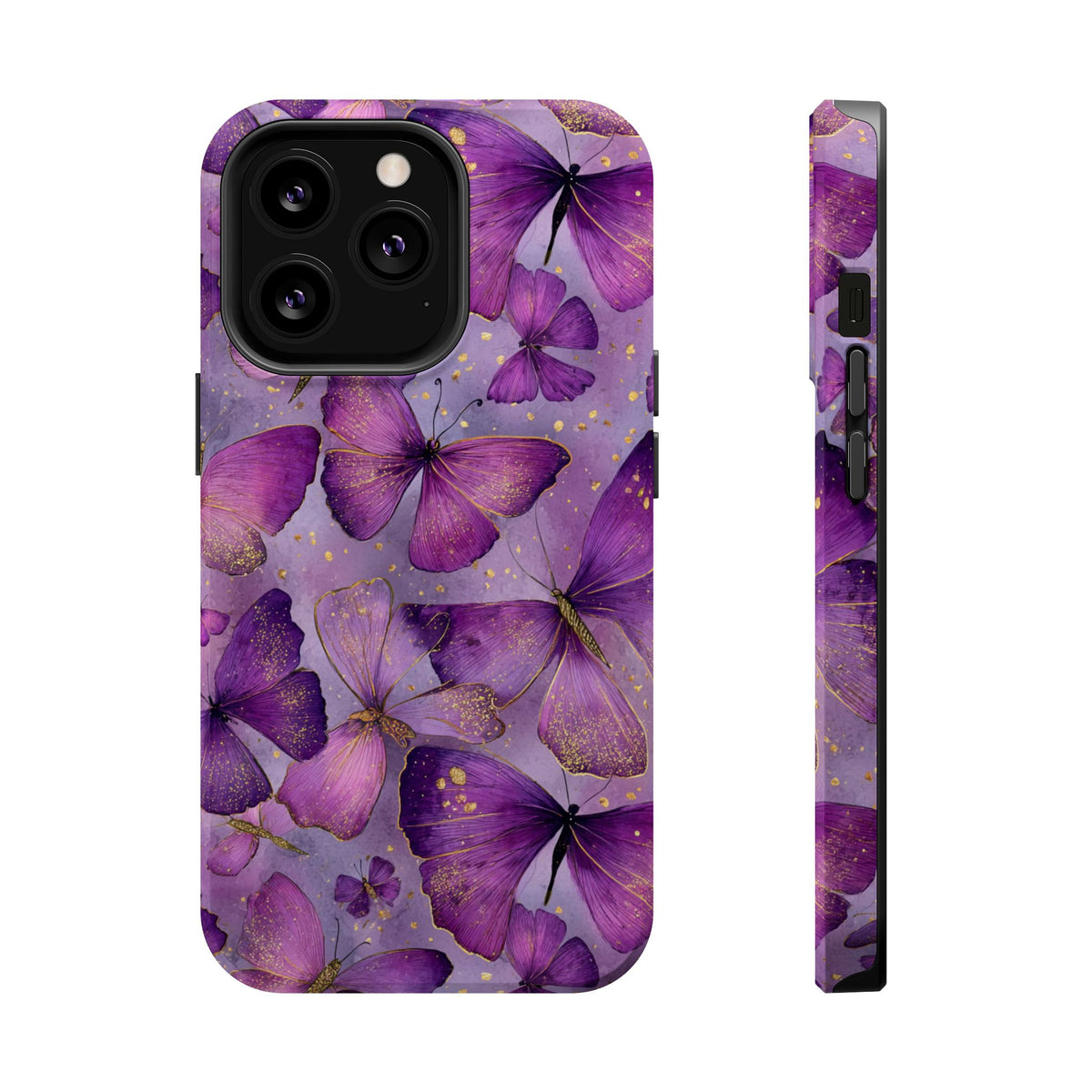 Violet Butterfly MagSafe case for iPhone 13 Pro, glossy finish