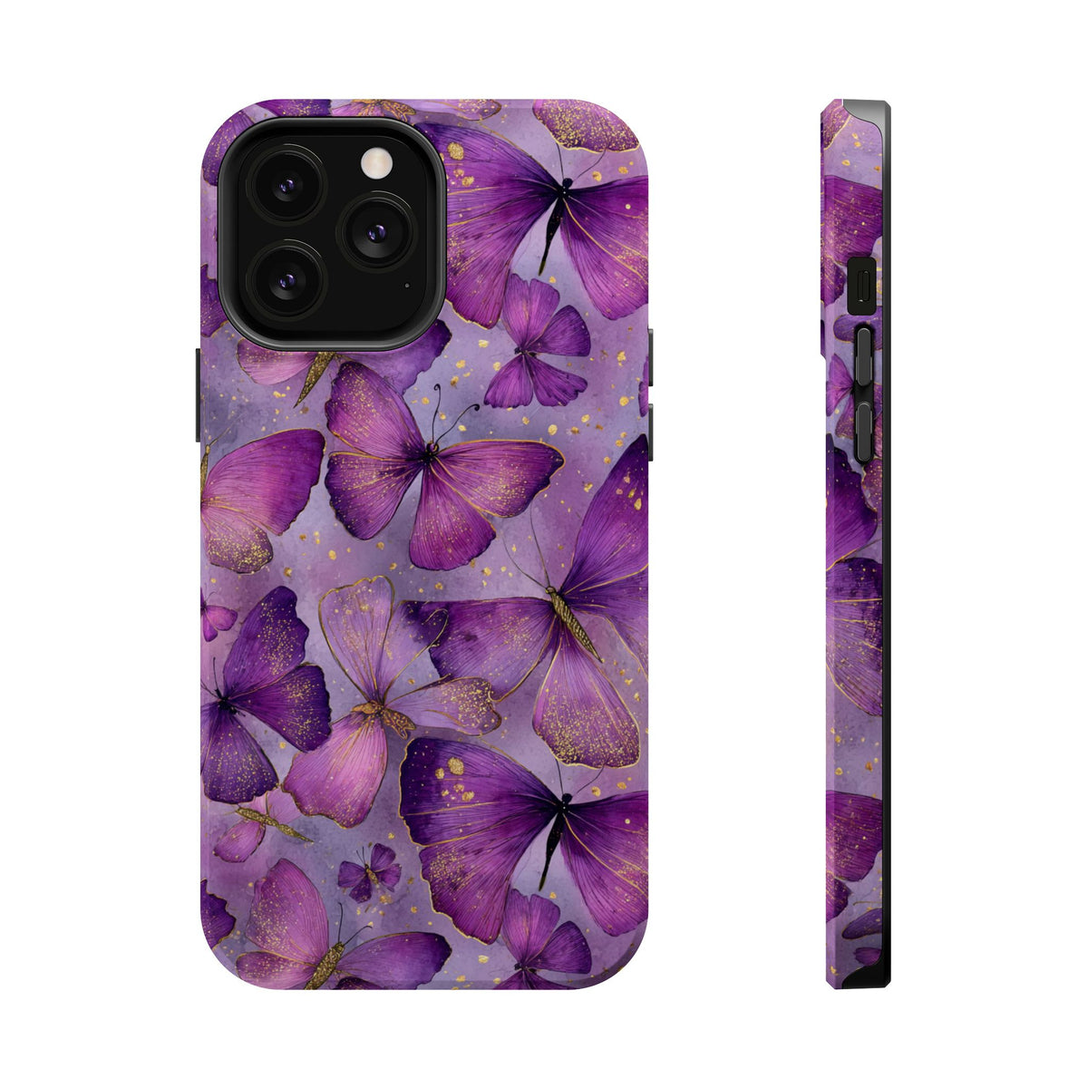 Violet Butterfly MagSafe case for iPhone 13 Pro Max, glossy finish