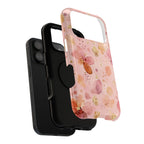 Watercolor Blossom protective phone case, close-up of the dual-layer construction