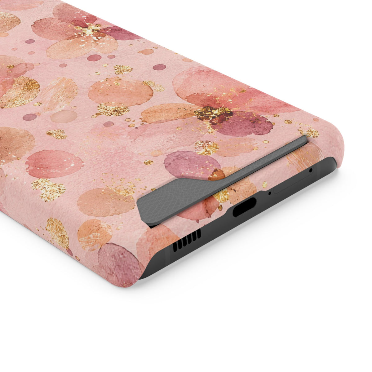 Watercolor Blossom phone case with card holder for Samsung Galaxy S21 Ultra, glossy finish