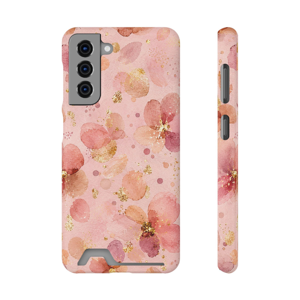 Watercolor Blossom phone case with card holder for Samsung Galaxy S21, glossy finish